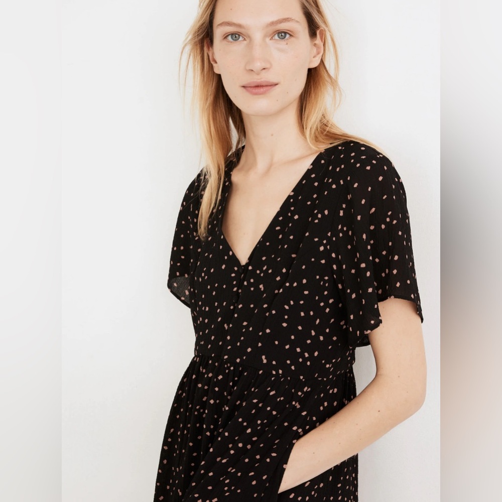 Madewell Flutter-Sleeve Button-Front Midi Dress I… - image 4